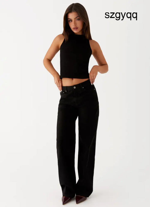 Keanna Low Rise Denim Jeans - Black