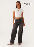 Keanna Low Rise Denim Jeans - Charcoal