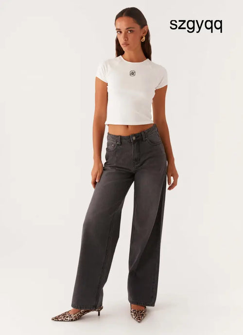 Keanna Low Rise Denim Jeans - Charcoal